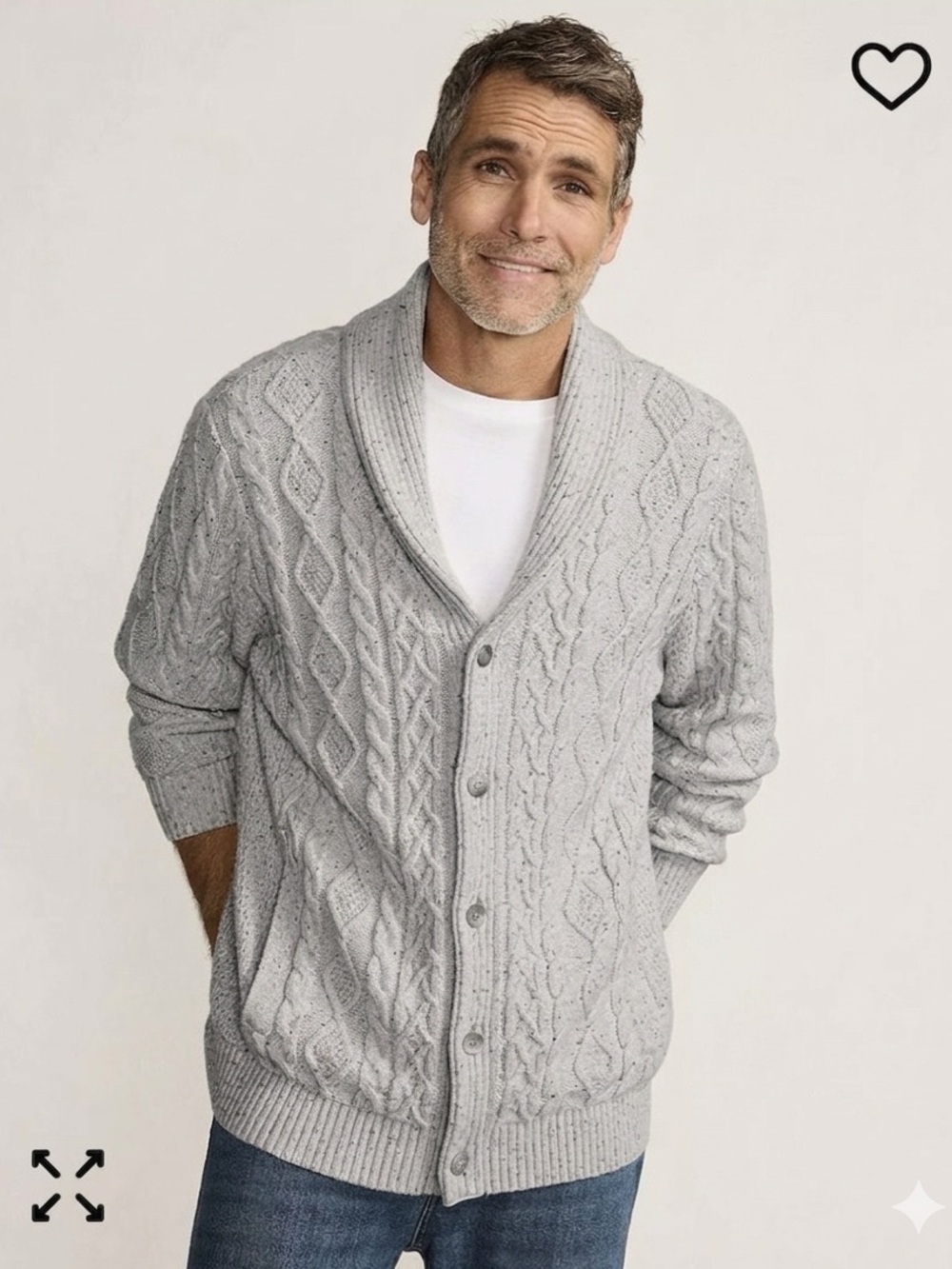 Lot 2 Land’s End x Blake Shelton Men's Shawl Collar Cable Knit Cardigan Sweater